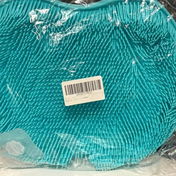 Silicone Foot Scrubber Shower Mat Suction Cup Non-Slip Massager Brush Turquoise - Picture 2 of 4